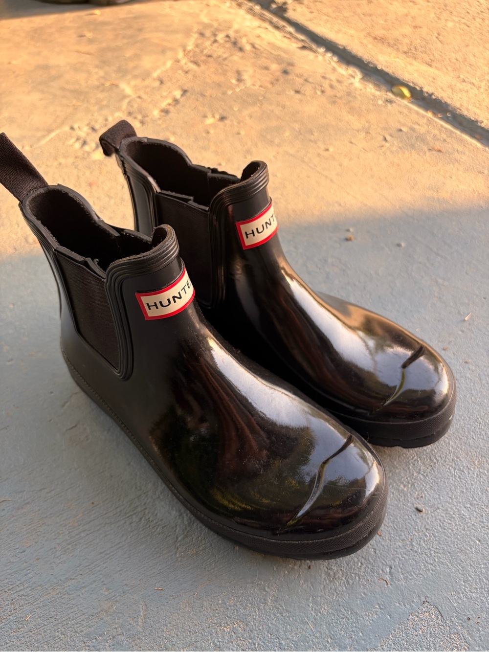 Hunter Original Gloss Chelsea Boots in Black